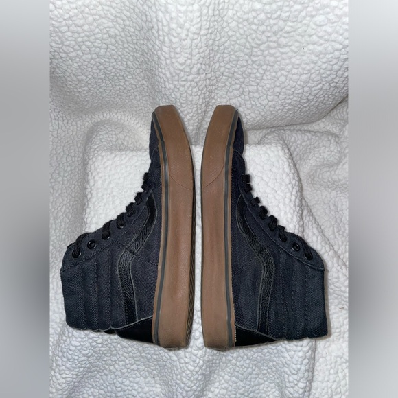 VANS HIGH TOP BLACK JEAN WITH TAN SOLE SIZE 6.5 : Preowned - Picture 8 of 10